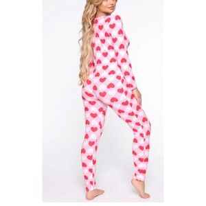 Pink Heart Print Onesie Pajamas Size Medium NWT Women
